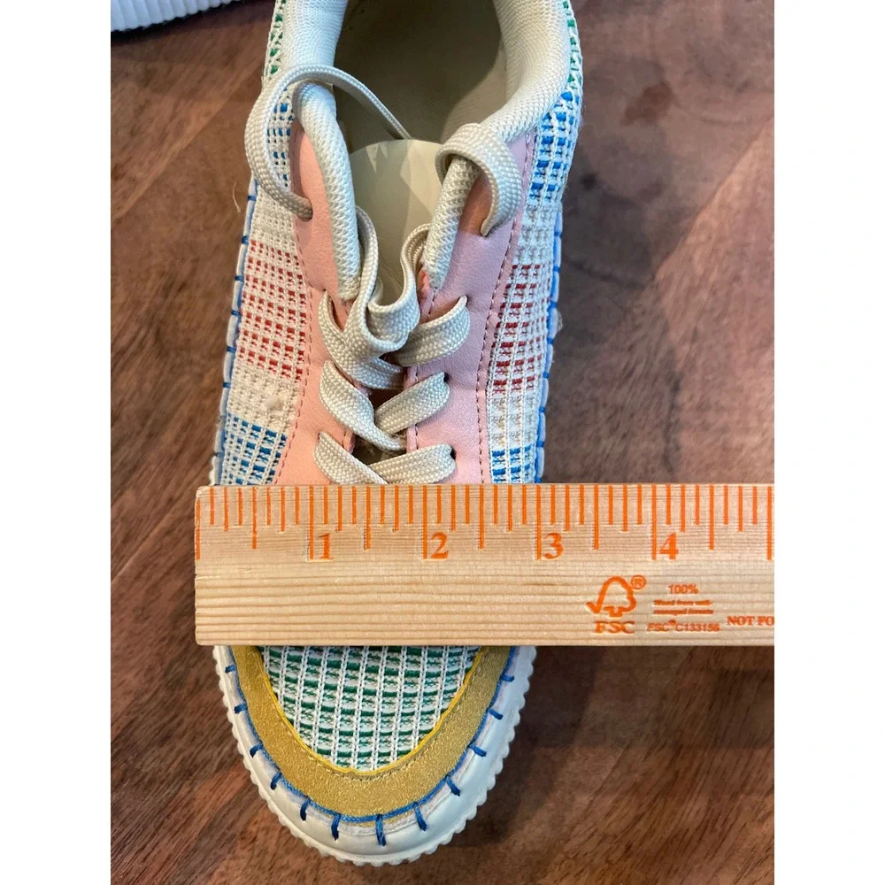 Multi-Color Woven Platform Sneakers Blanket Stitch Boutique Shoes 8.5